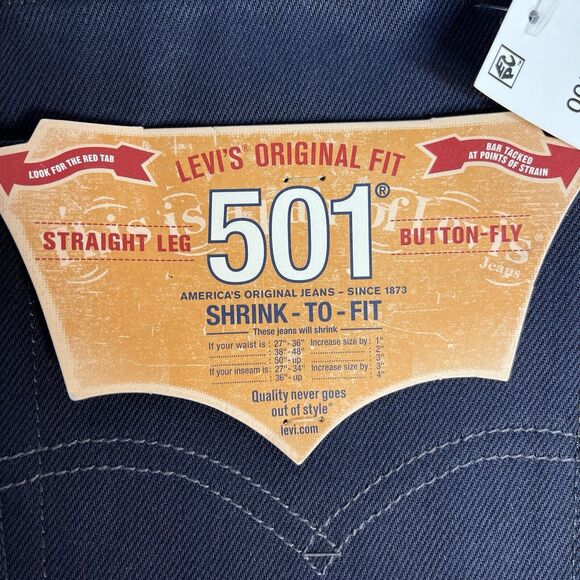 Levi's Men's 501 Original Straight Leg Button Fly Dark Blue Jeans 32 X 30 New! - Picture 5 of 8